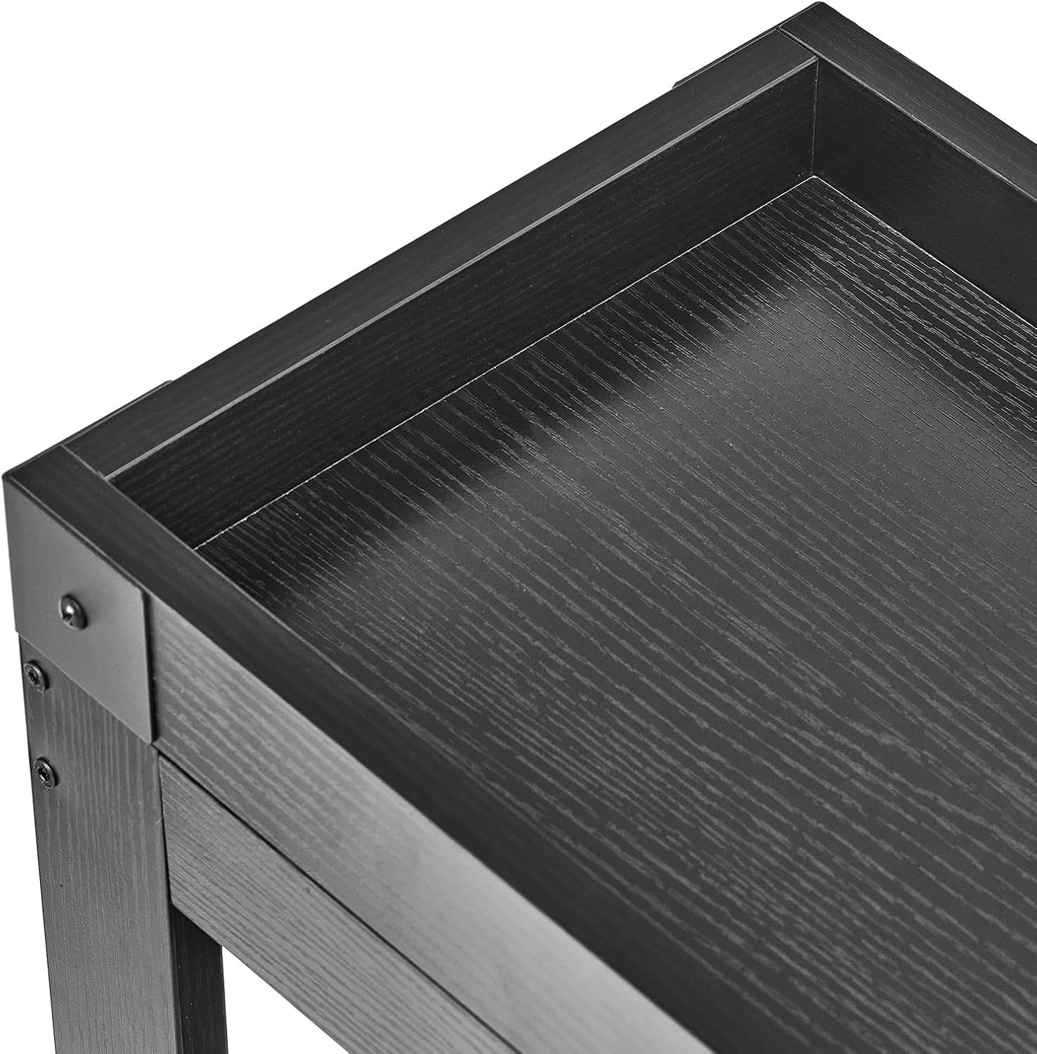 Narrow Black End Table with Storage Shelf – Compact Nightstand for Small Rooms