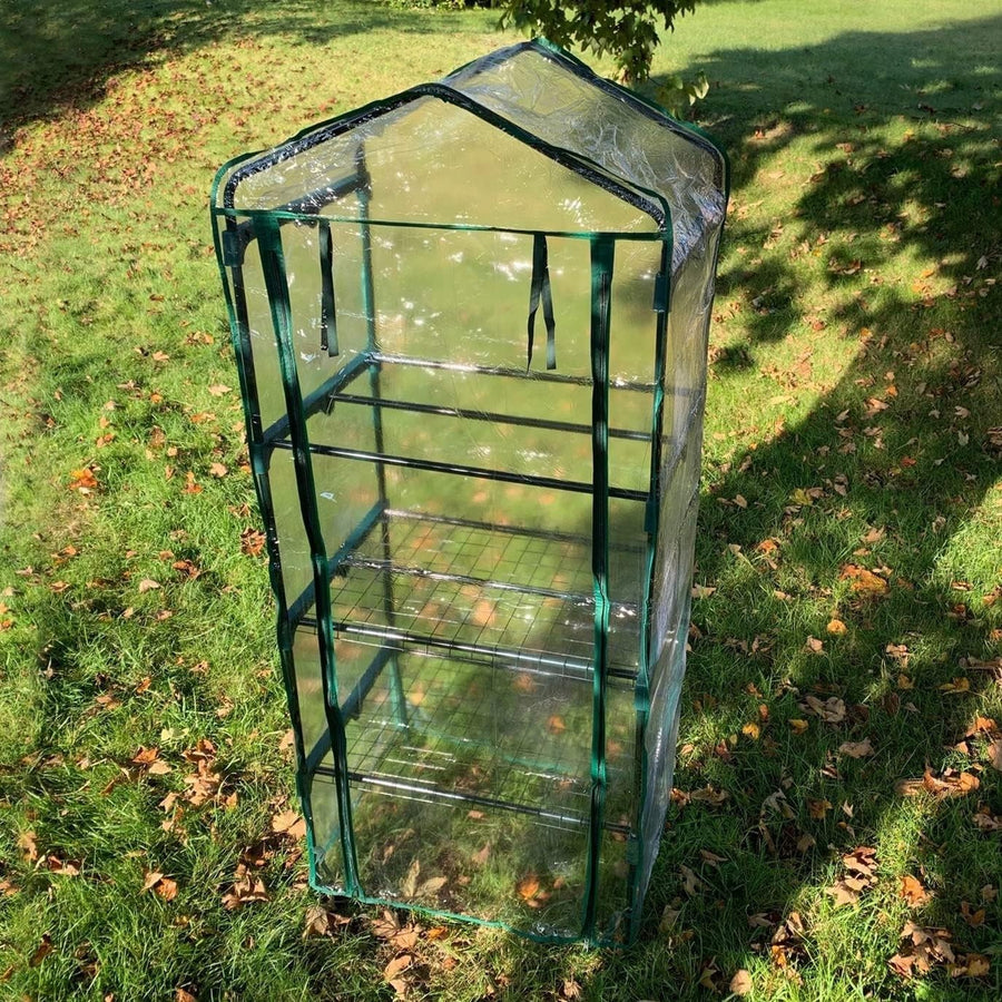 3 Tier Clear Greenhouse Cover Heavy Duty PVC with Roll-Up Door 49x69x125cm