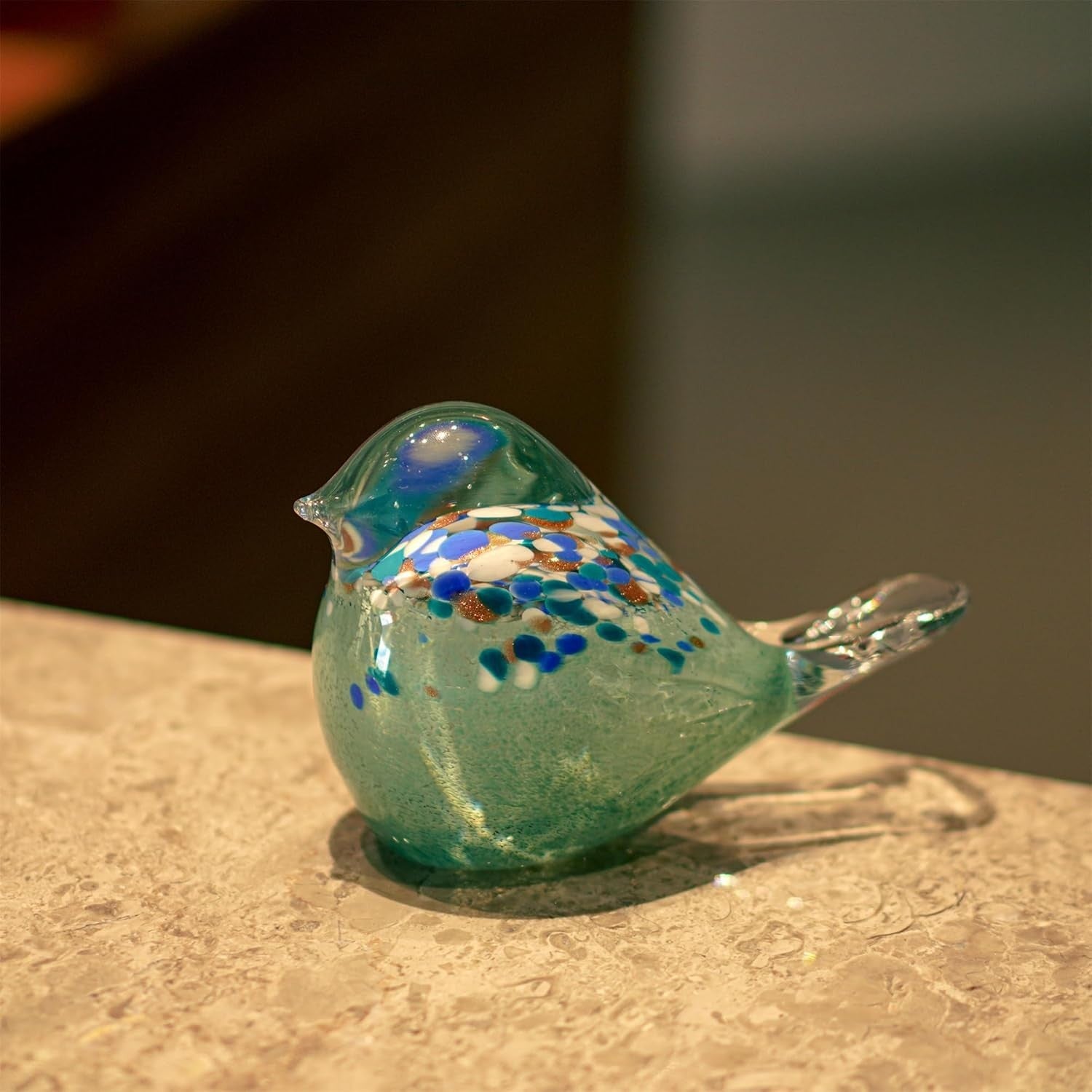 Handmade Glass Bird Ornament | Blown Glass Figurine Paperweight Art Decor Gift