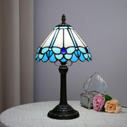 Blue Butterfly Stained Glass Table Lamp | LED Bedside Desk Light 8x8x14 Inch