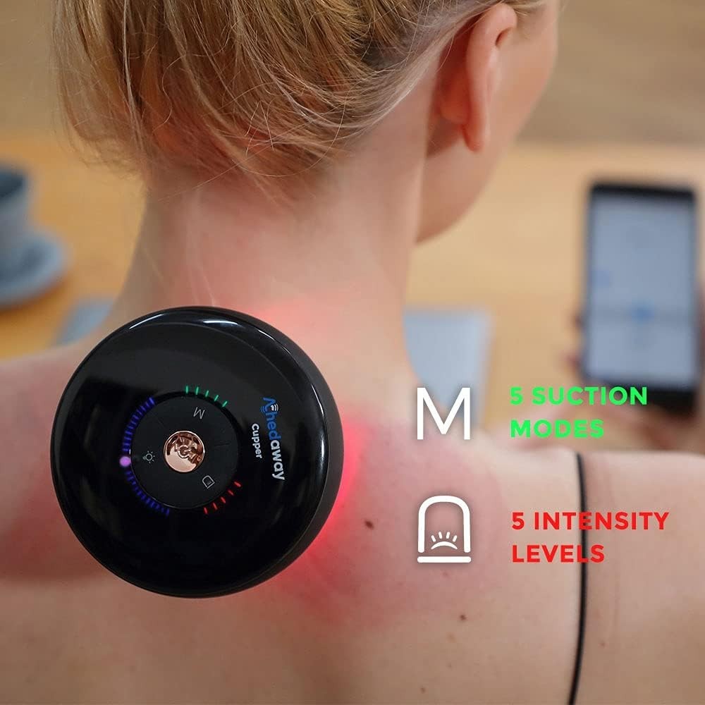 Rechargeable Suction Cup Massager with Bluetooth, Red Light Therapy, 3 Heads