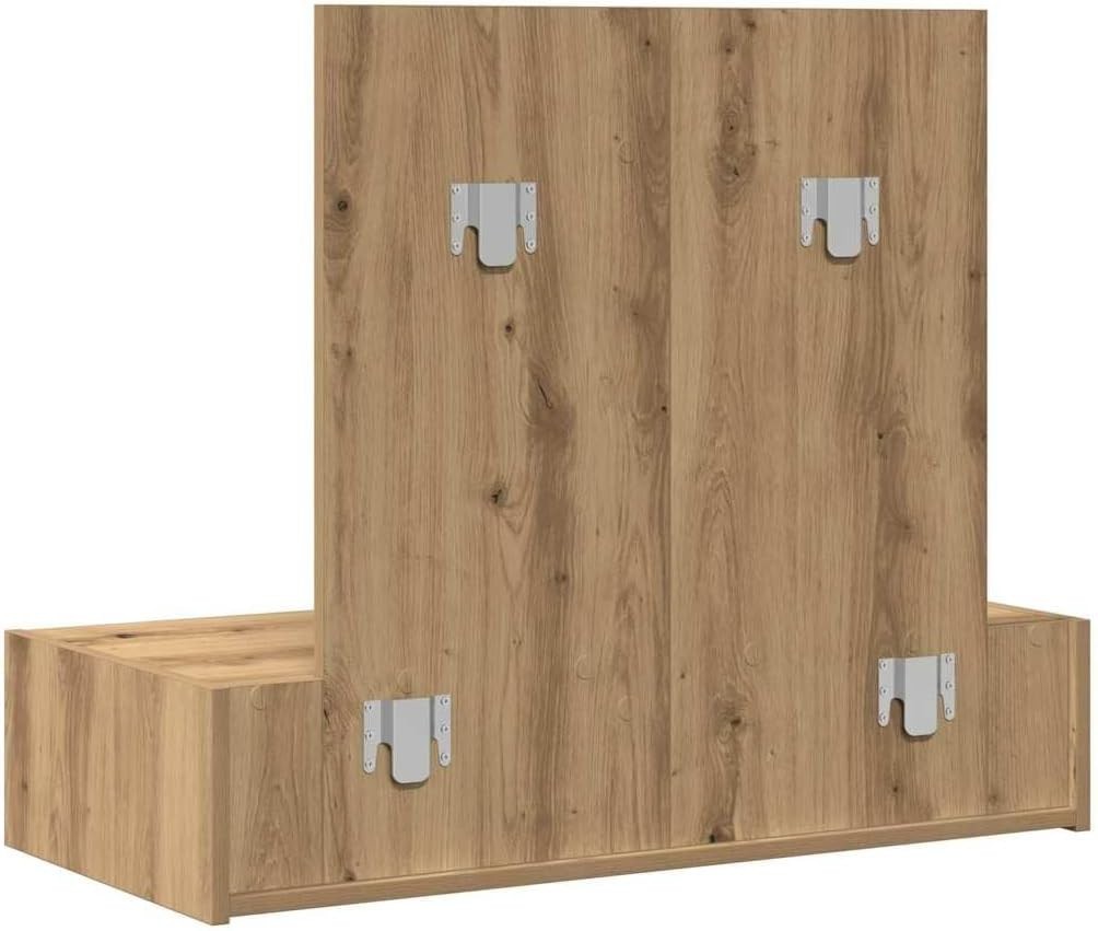 Modern Oak Wood Vanity Desk Dressing Table Mirror 1 Drawer Storage Makeup Unit