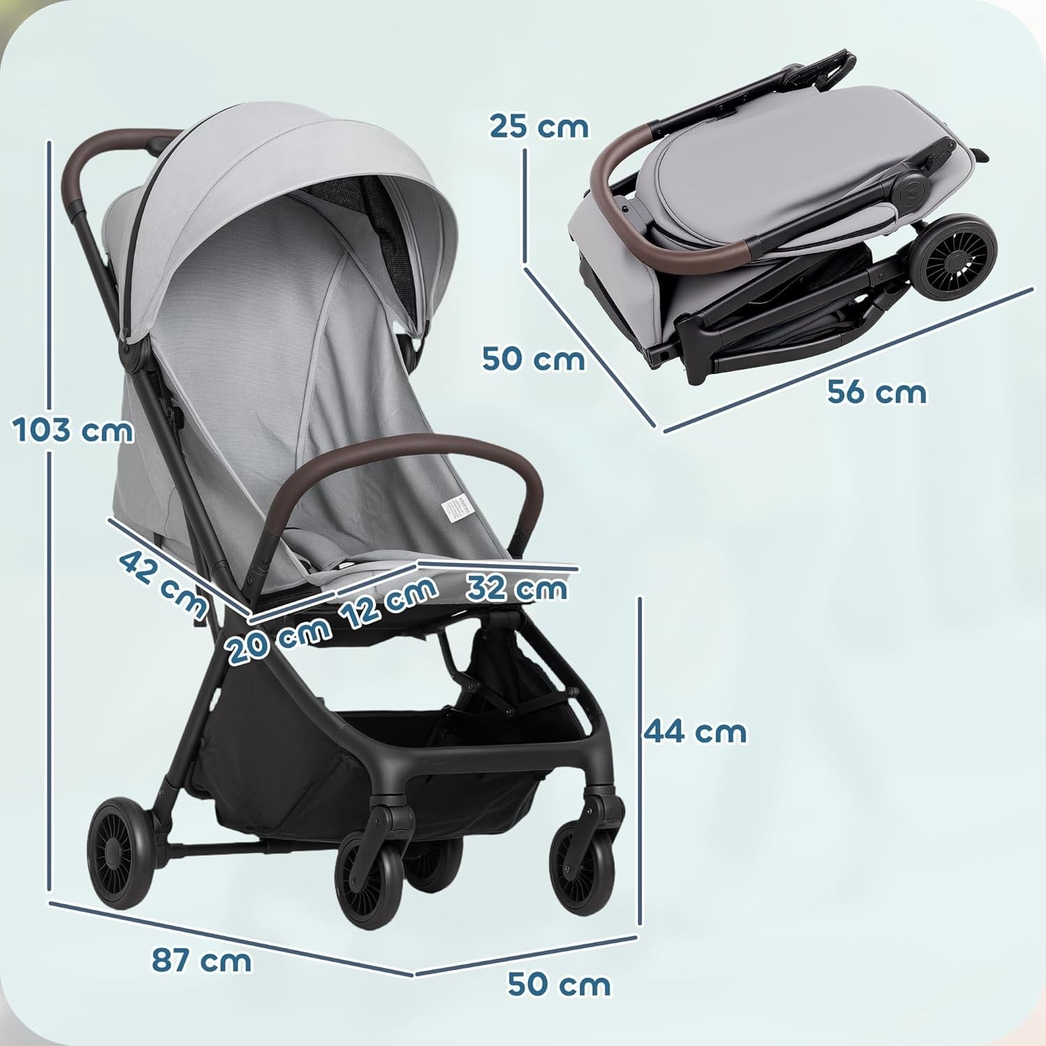 Lightweight Foldable Pushchair Stroller Newborn to 3 Years 6.3kg