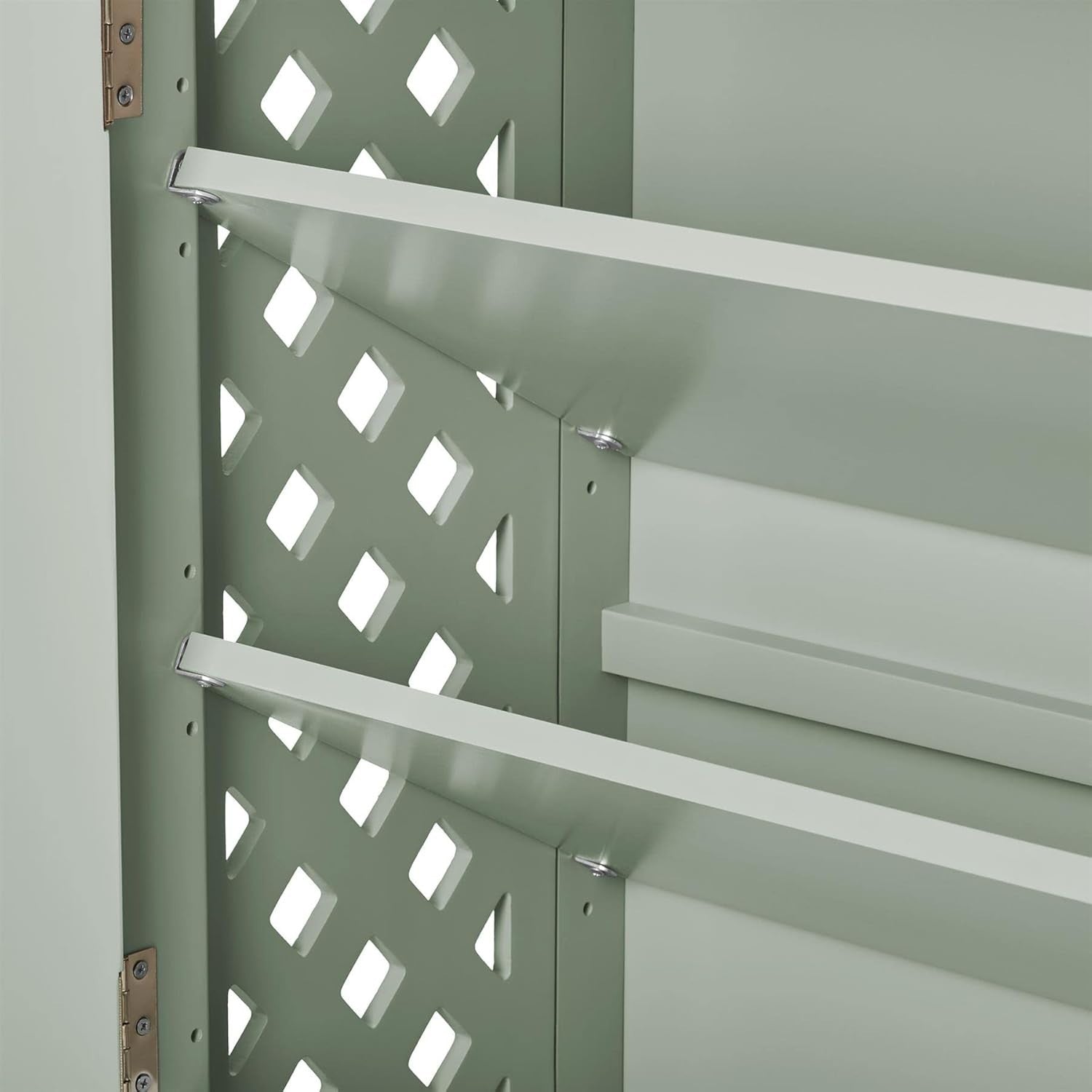 Sage Green Wooden Shoe Cabinet with Adjustable Shelves & Airflow Doors