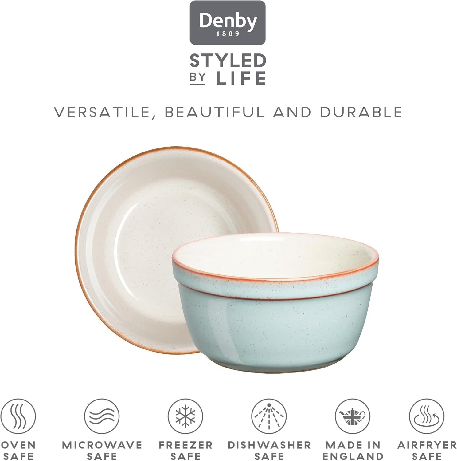 4 Pcs Heritage Pavilion Stoneware Ramekins 170ml Microwave Oven Dishwasher Safe