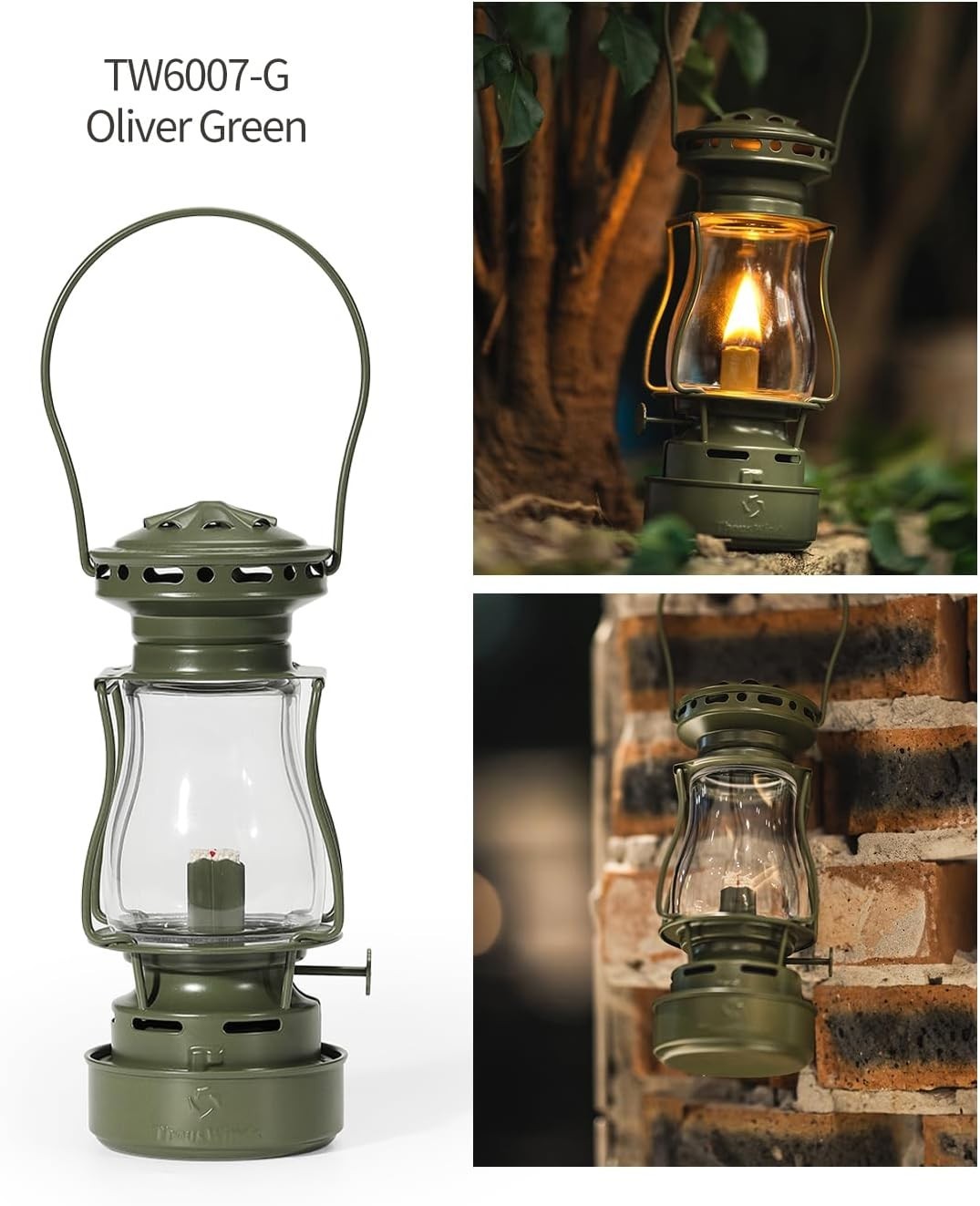 Olive Green Outdoor Oil Lantern Steel 110ml Kerosene Lamp