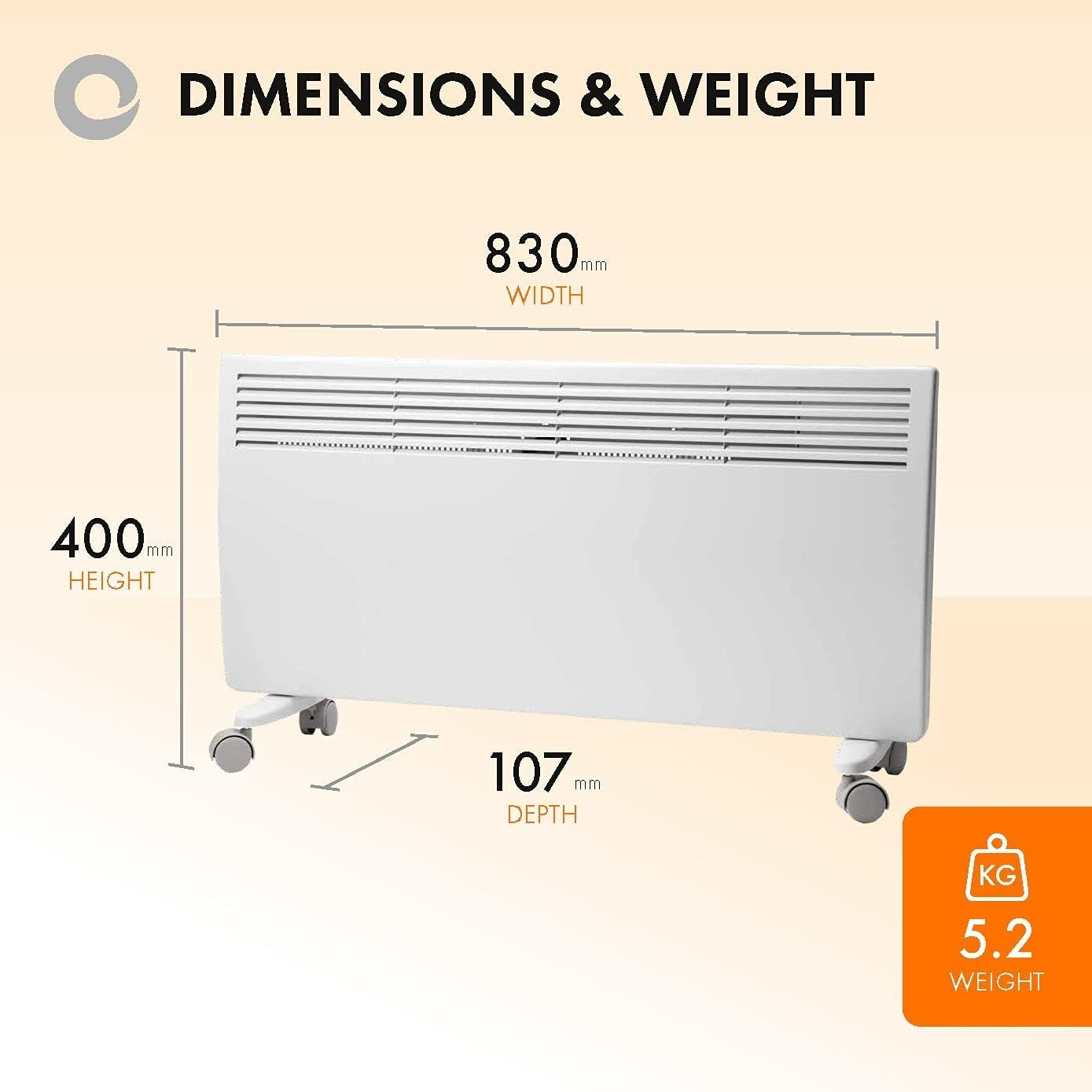 2000W Energy Efficient Electric Panel Heater with Timer & Thermostat