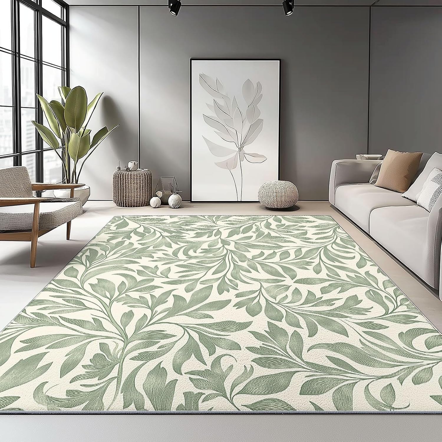 Vintage Floral Area Rug 120x180cm Non Slip Soft Washable Living Room Carpet