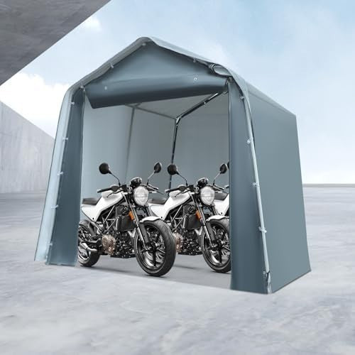 Outdoor Storage Tent 2.4x2.4m Waterproof PE Shelter with Steel Frame Grey