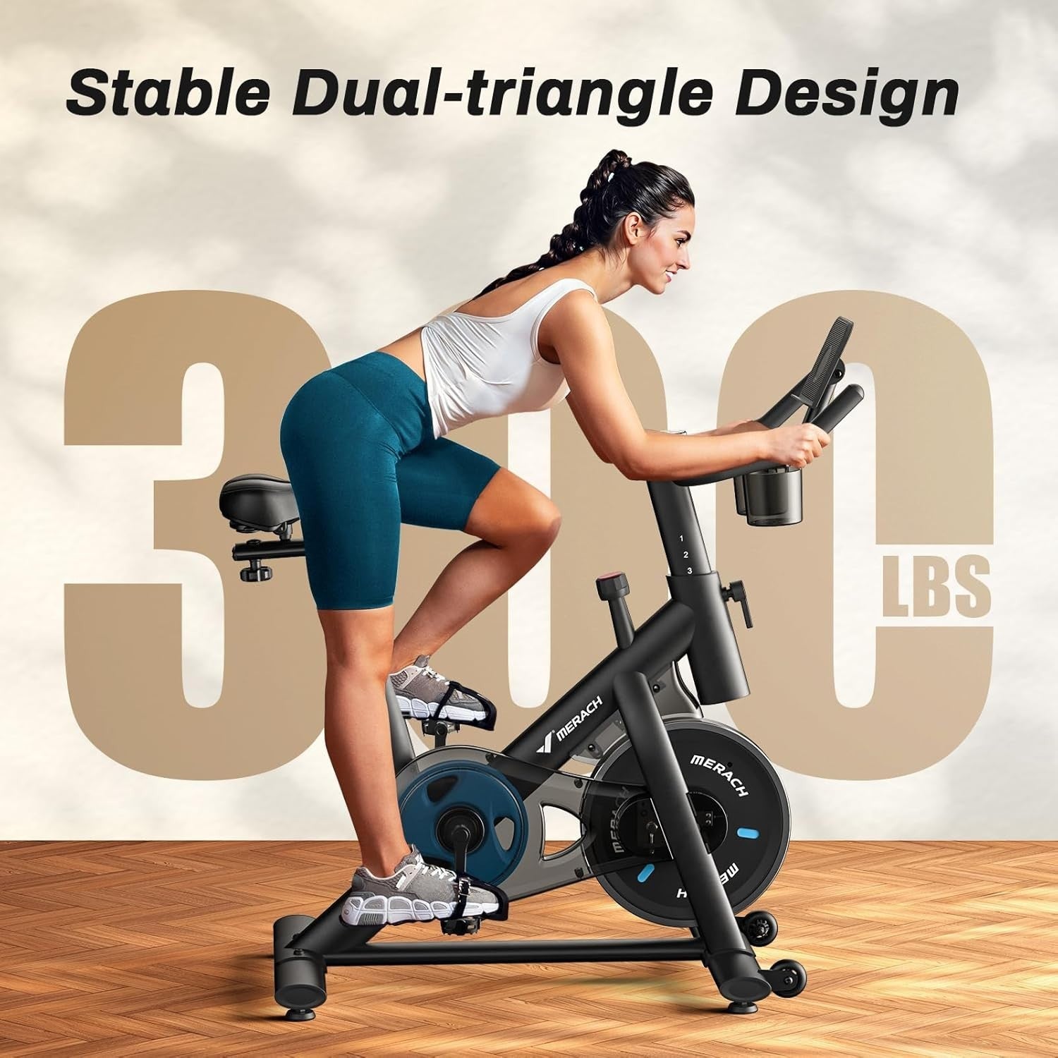 Quiet Magnetic Exercise Bike w/ LED Display, APP Sync, Silent Belt Drive 300lb