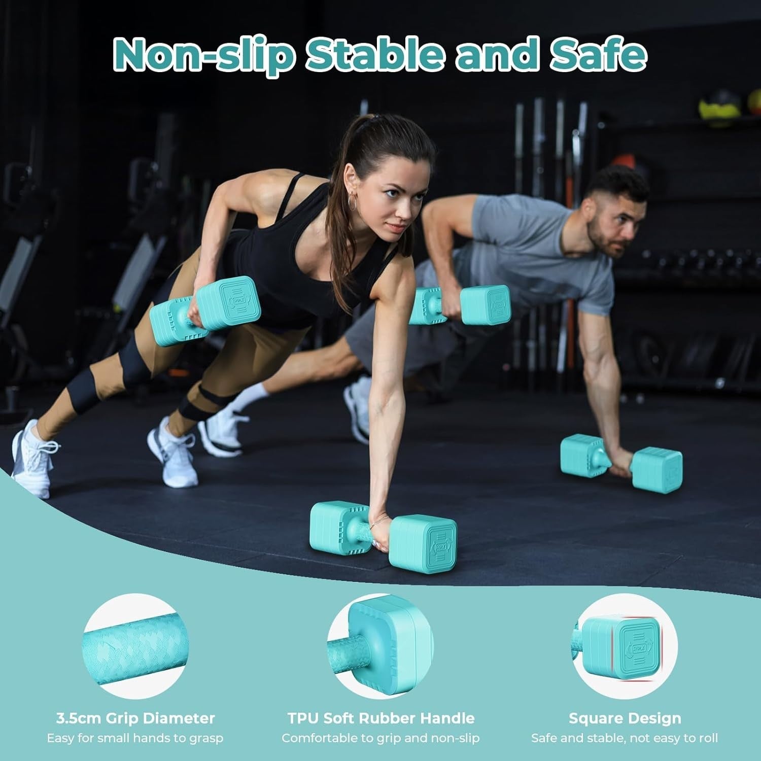 5KG Adjustable Dumbbells Pair 4-in-1 Compact Non-Slip Home Fitness