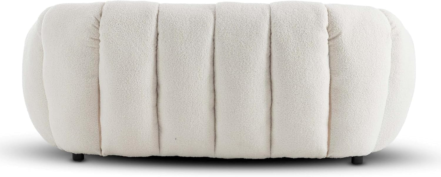 White Boucle 2 Seater Sofa Modern Tufted Teddy Fabric Couch for Living Room