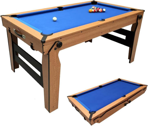 6FT Slim Folding Pool Table Portable Billiards Set No Assembly Purple