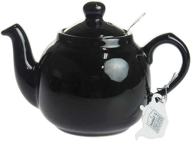 Ceramic Teapot with Infuser 600ml Gloss Black Loose Leaf Tea Pot