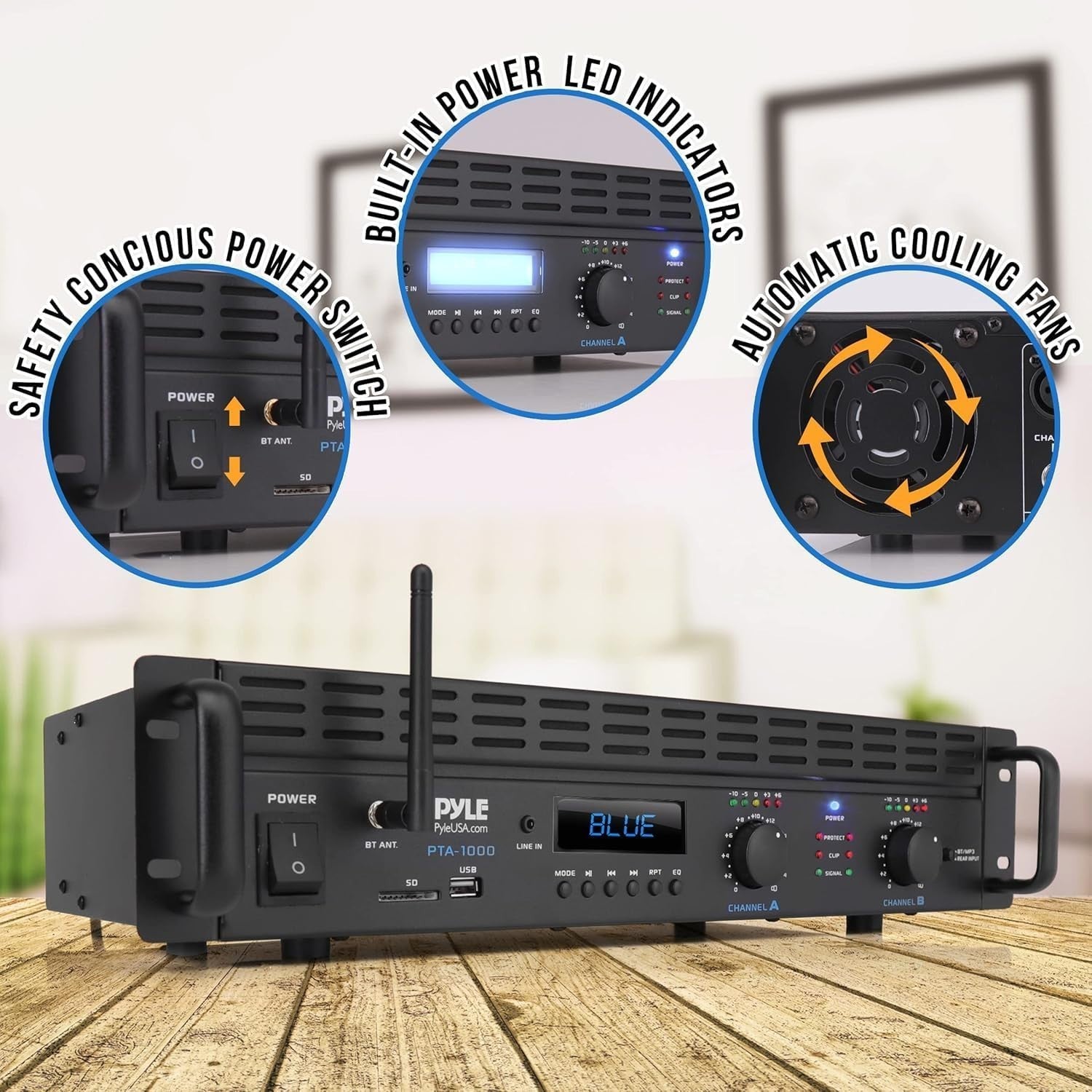 2000W Bluetooth Stereo Power Amplifier Rack Mount DJ Home