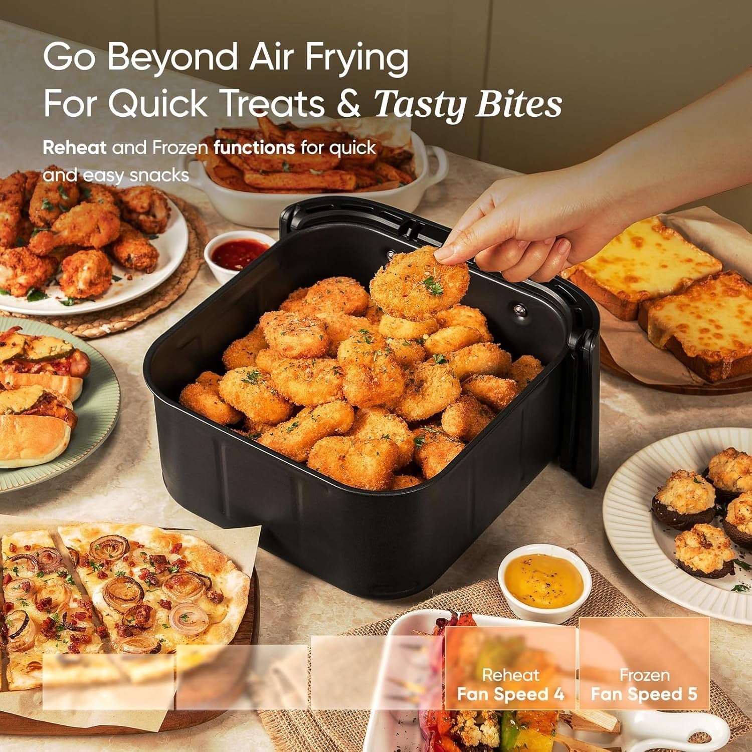 6L Digital Air Fryer 230°C Wide Temp 9 Functions Quiet Fast Energy Saving
