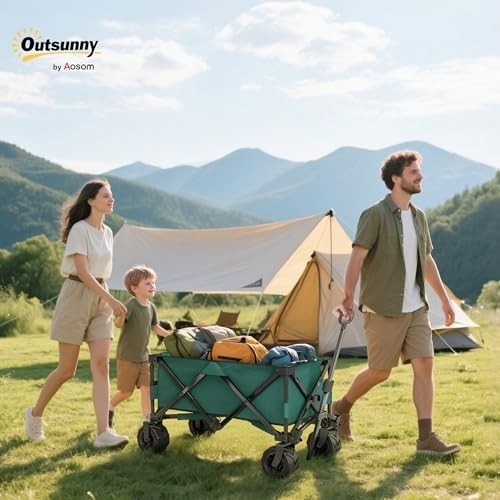 140L Folding Festival Trolley Cart Big Wheels Outdoor Garden Beach