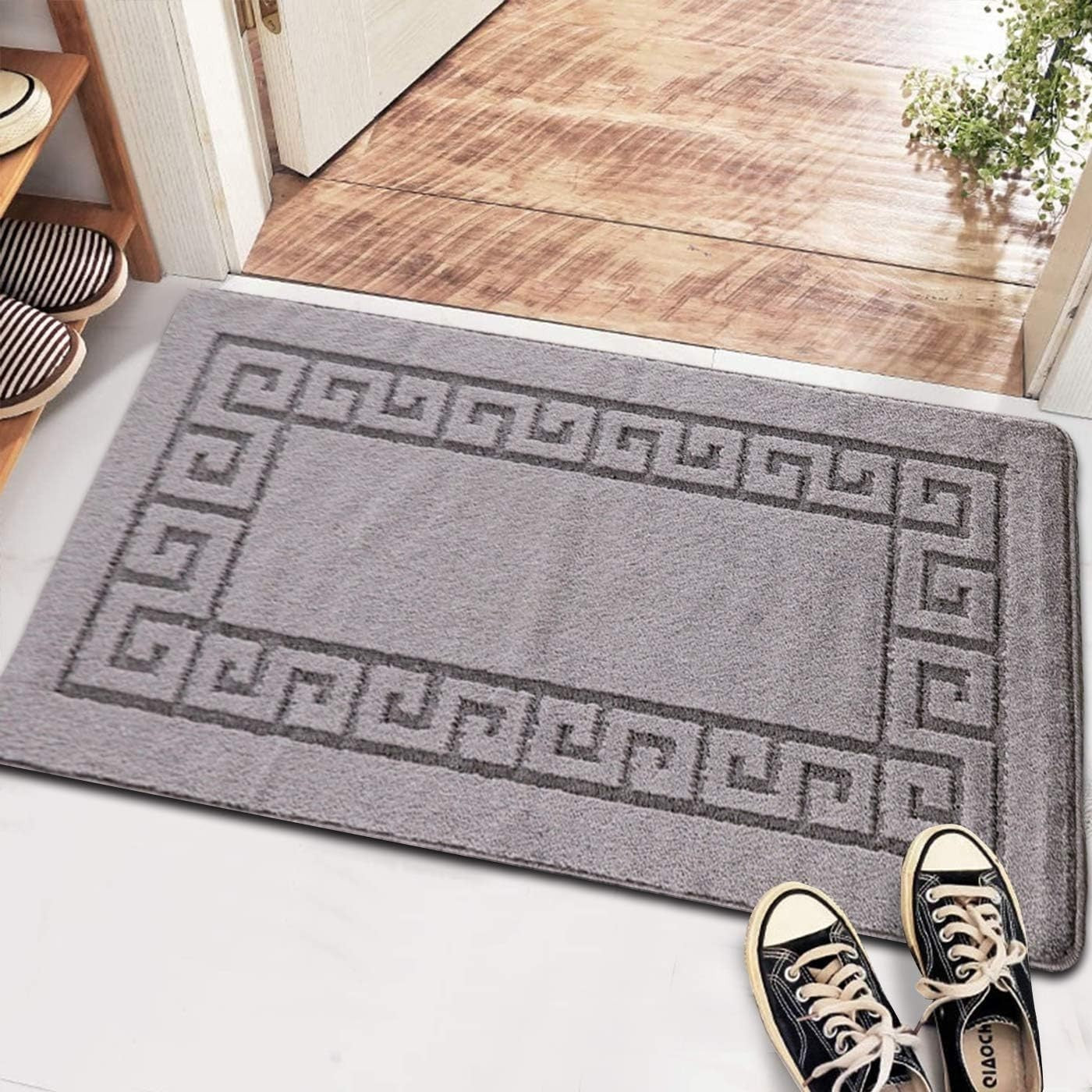 Non Slip Indoor Door Mat 40x60cm Waterproof Gel Back Entrance Rug Grey