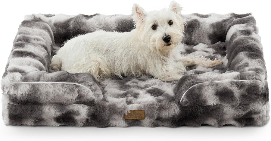 Orthopedic Dog Bed Medium 36x27in Faux Fur Sofa Washable