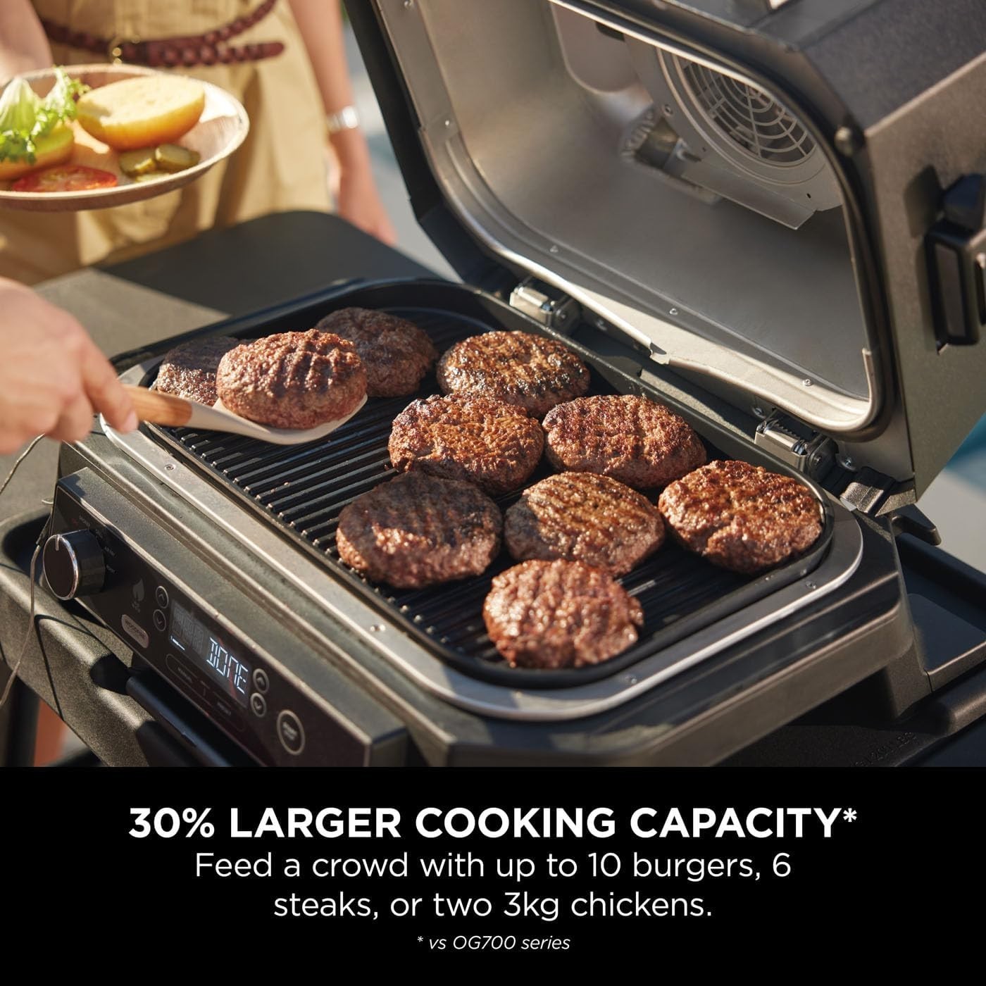 Electric BBQ Grill & Smoker 4-in-1 with Smart Temperature Probe – Large Portable