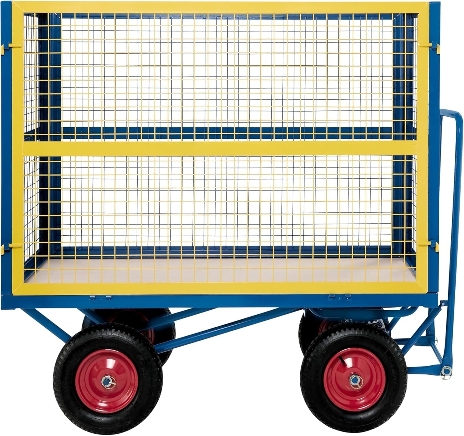 Heavy Duty 1000kg Trolley Mesh Cage Platform Cart Pneumatic Wheels