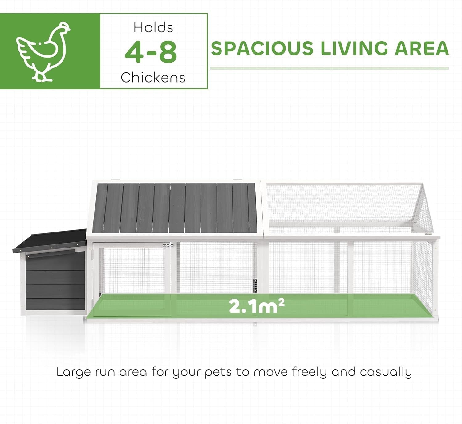 Extra Long Garden Chicken Run Wooden Coop Open Top Nest Box 4–8 Birds