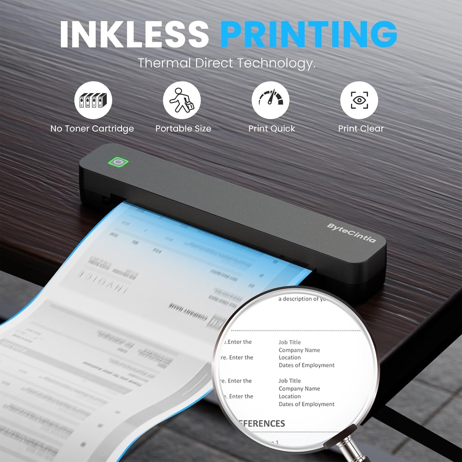 Portable A4 Bluetooth Thermal Printer Inkless Travel