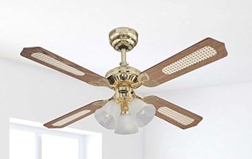 Westinghouse 105cm Princess Trio Ceiling Fan with Light, Oak/Rattan Blades