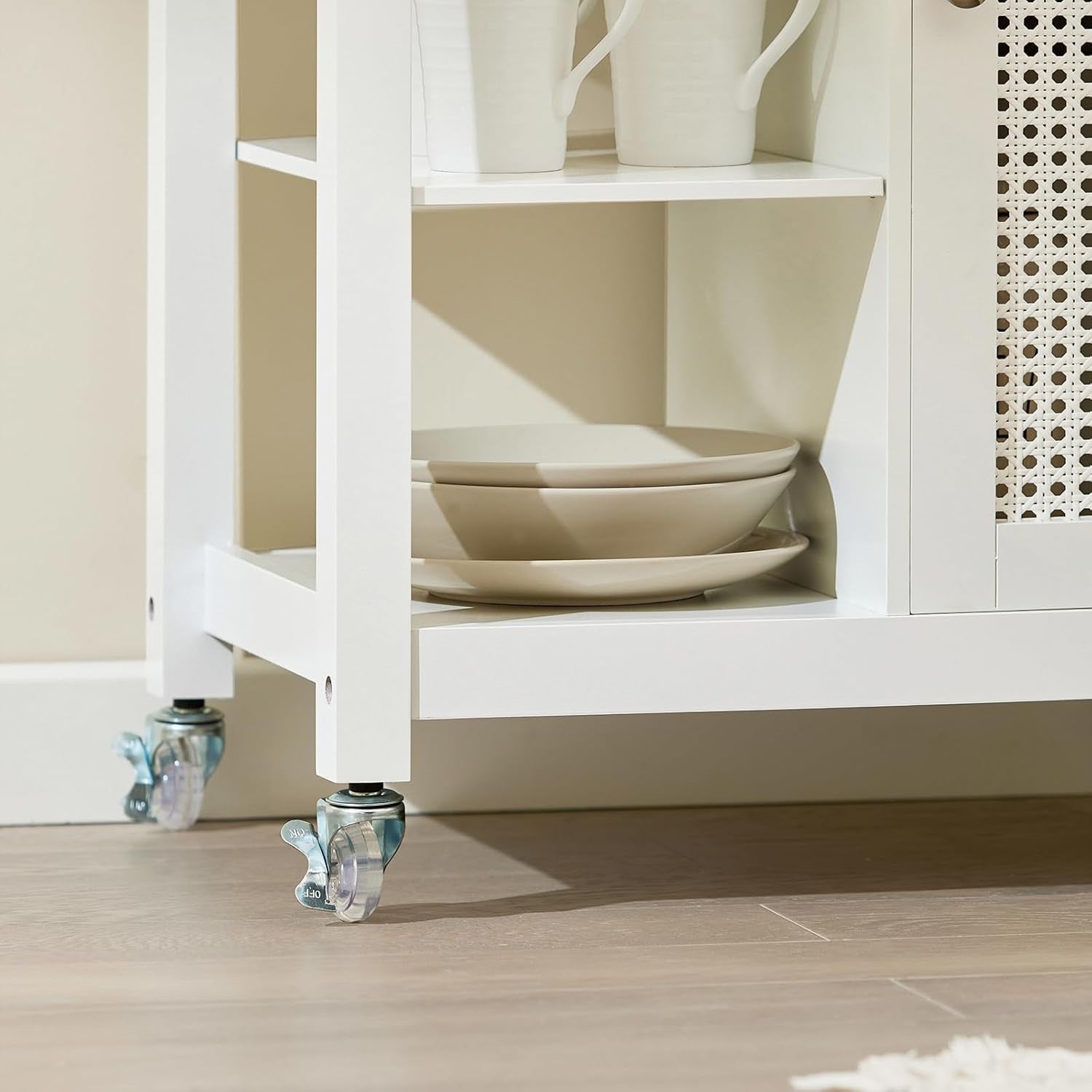 Kitchen Trolley Storage Cabinet Drawer Shelves White