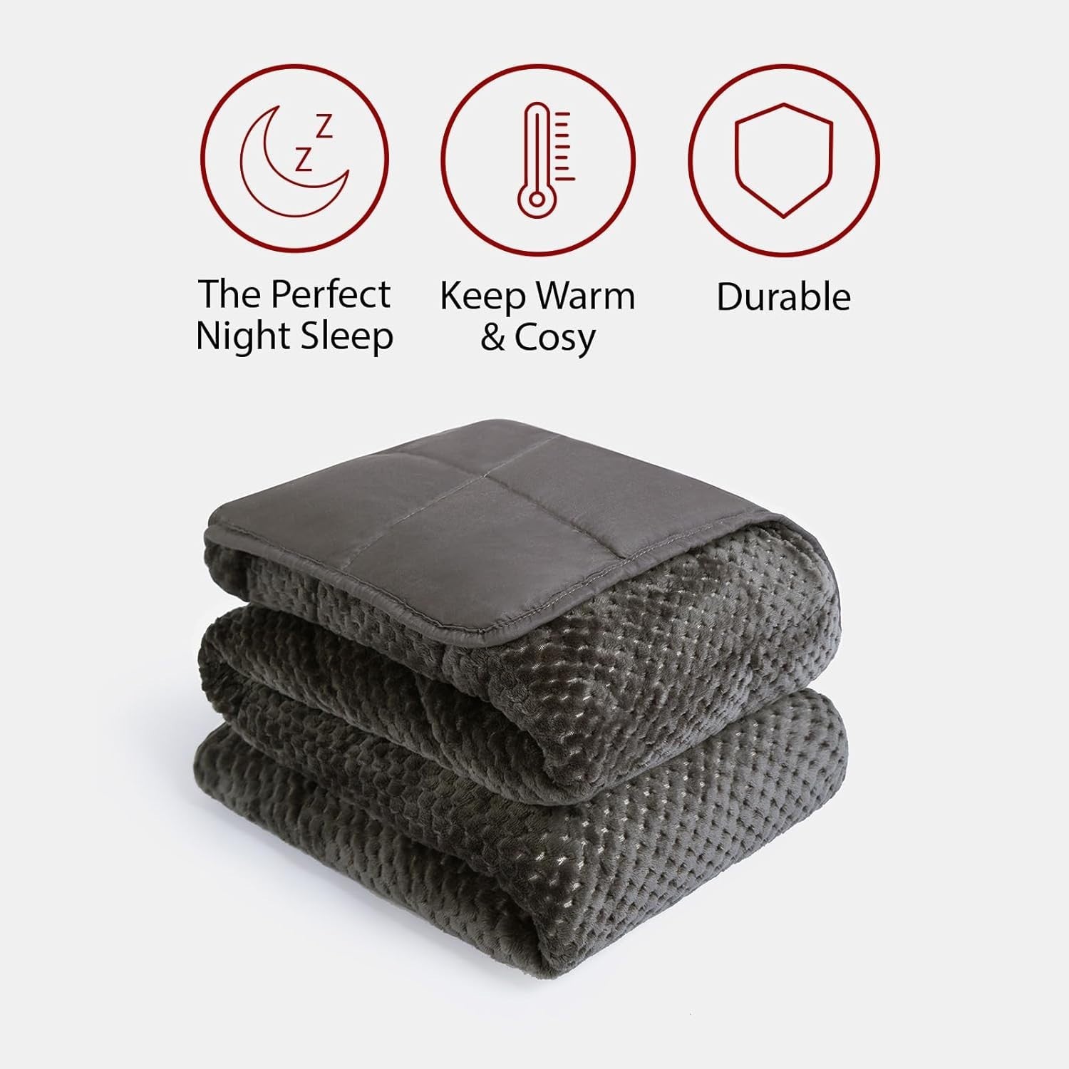 8kg Weighted Blanket 150x200cm Charcoal Waffle Fleece Double Bed Sleep Therapy