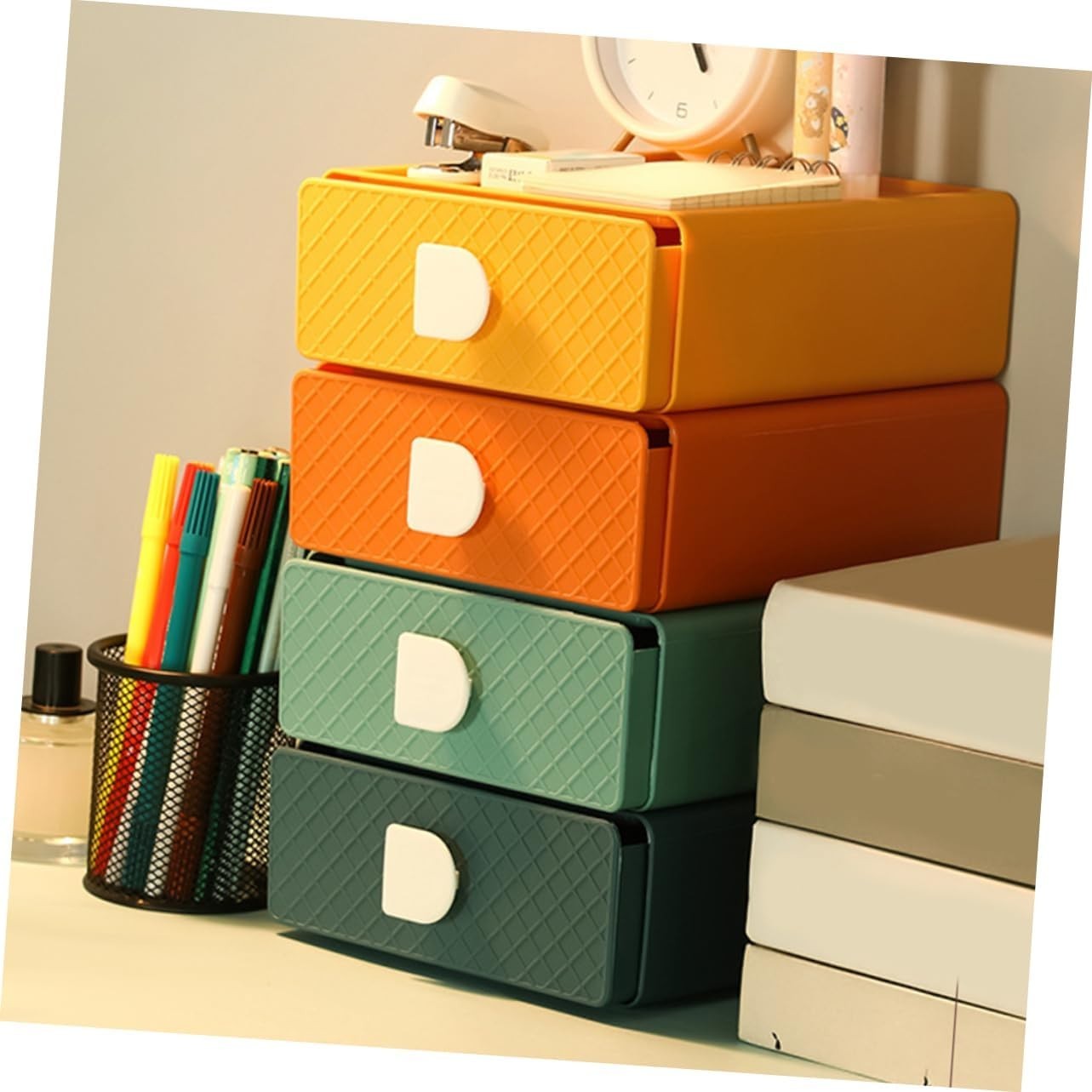 Desk Organizer Drawer Storage Box Stationery Makeup Holder 4-Tier