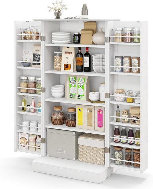 White 60x40x120cm Kitchen Cupboard Pantry Cabinet Lockable Adjustable