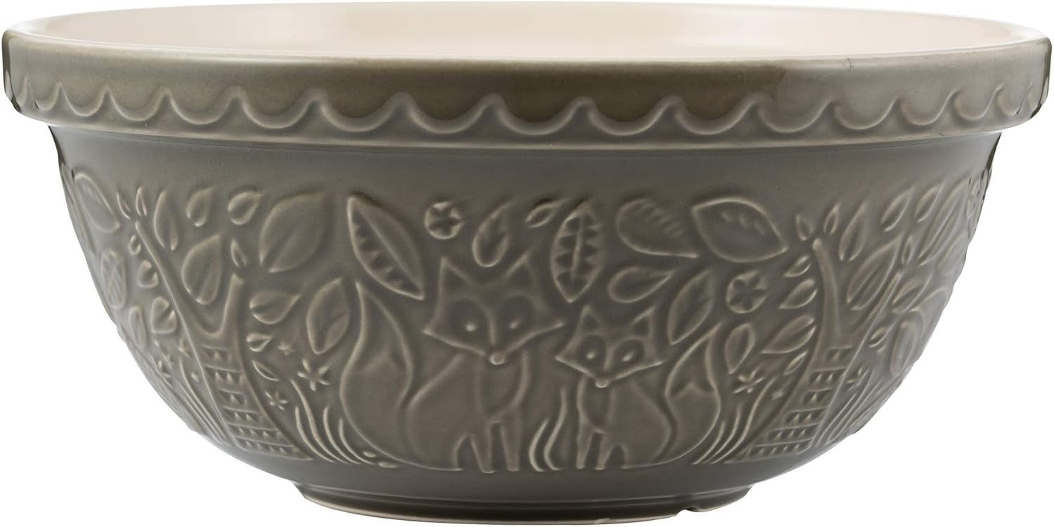 4.5L Grey Fox Mixing Bowl 29cm Ceramic Bread Cake Dough Pastry