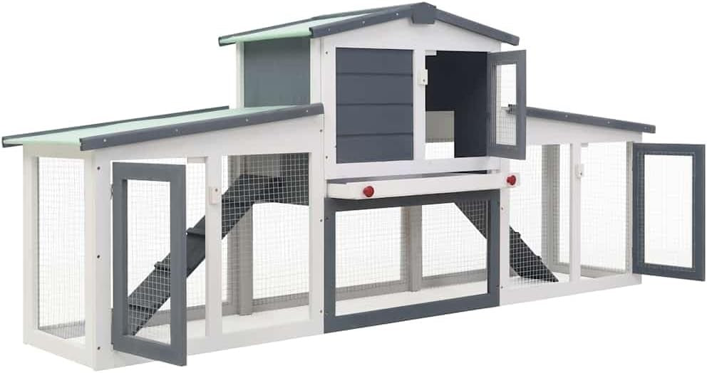 Large Outdoor Rabbit Hutch Wooden Enclosure Weatherproof Small Animal House