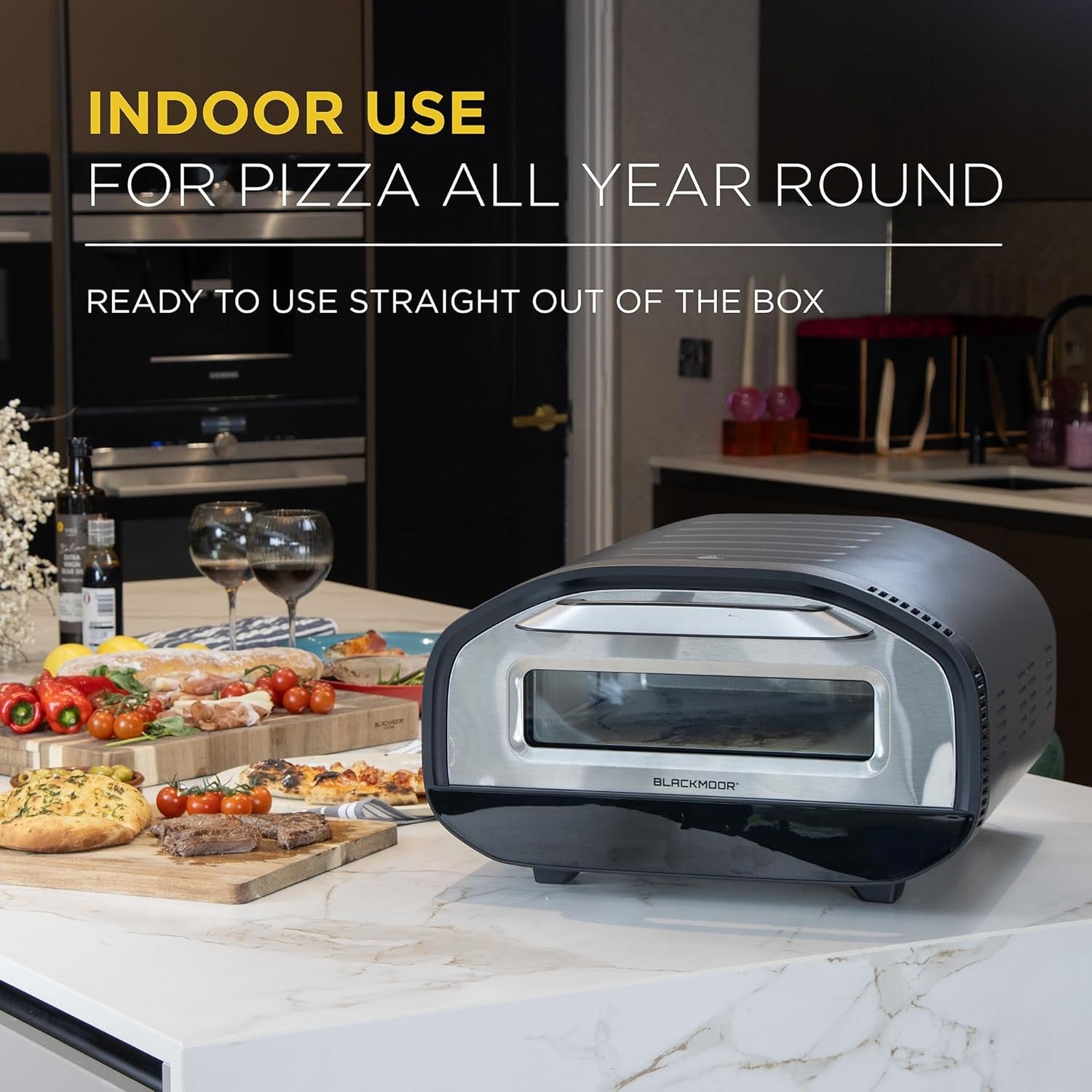 Electric Pizza Oven 2200W | 430°C Max Heat, 8 Cooking Modes, 12” Stone Grill