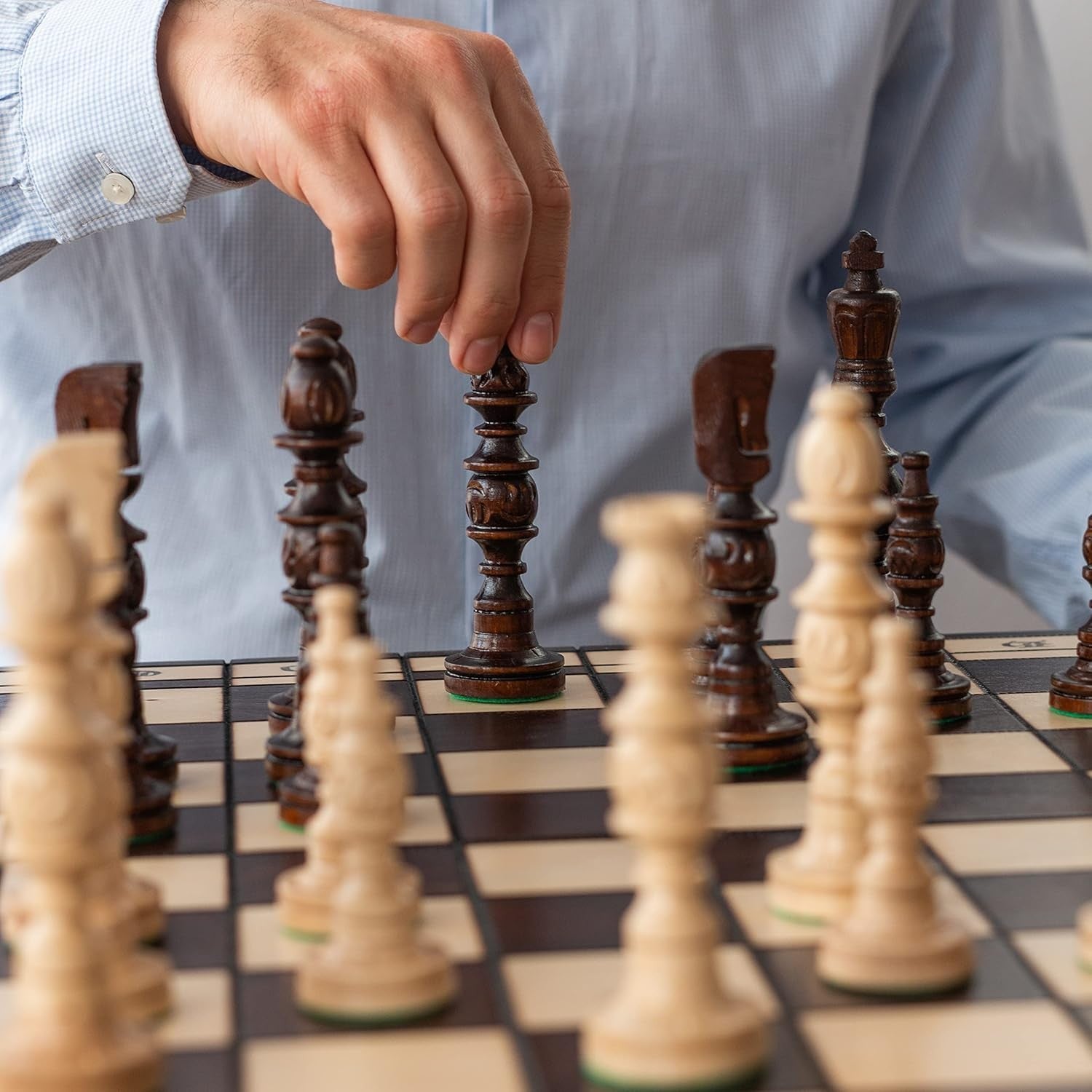 Extra Large 58cm Hand-Carved Wooden Chess Set | Luxury Sculpted Pieces | Foldabl