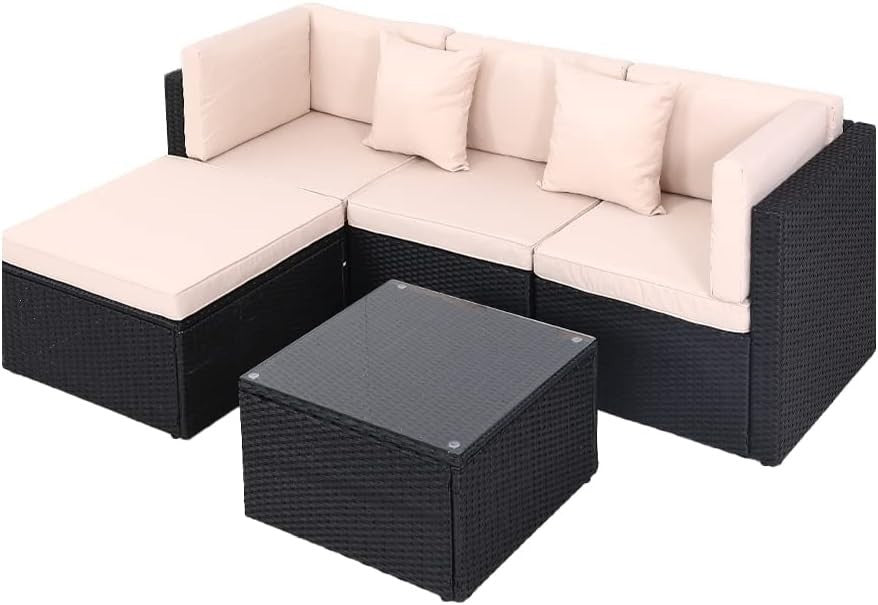 4-Seater Rattan Garden Sofa Set Outdoor Patio Modular Lounge with Cushions