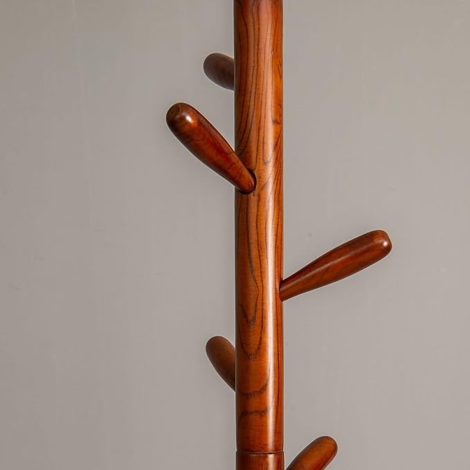Solid Wood Freestanding Coat Rack with 9 Hooks | Classic Hall Stand for Home