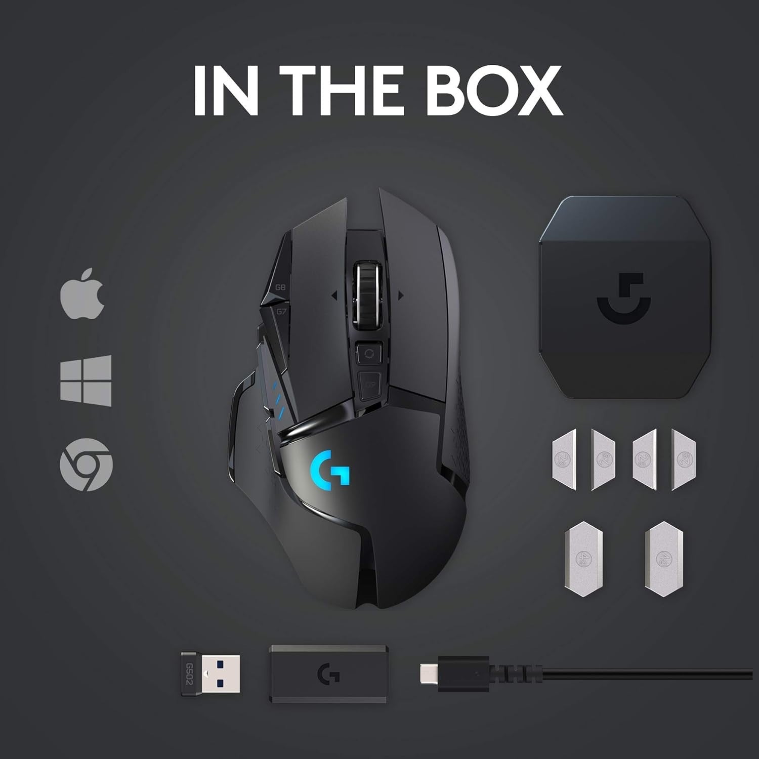 Wireless Gaming Mouse 25600 DPI RGB 11 Buttons HERO Sensor