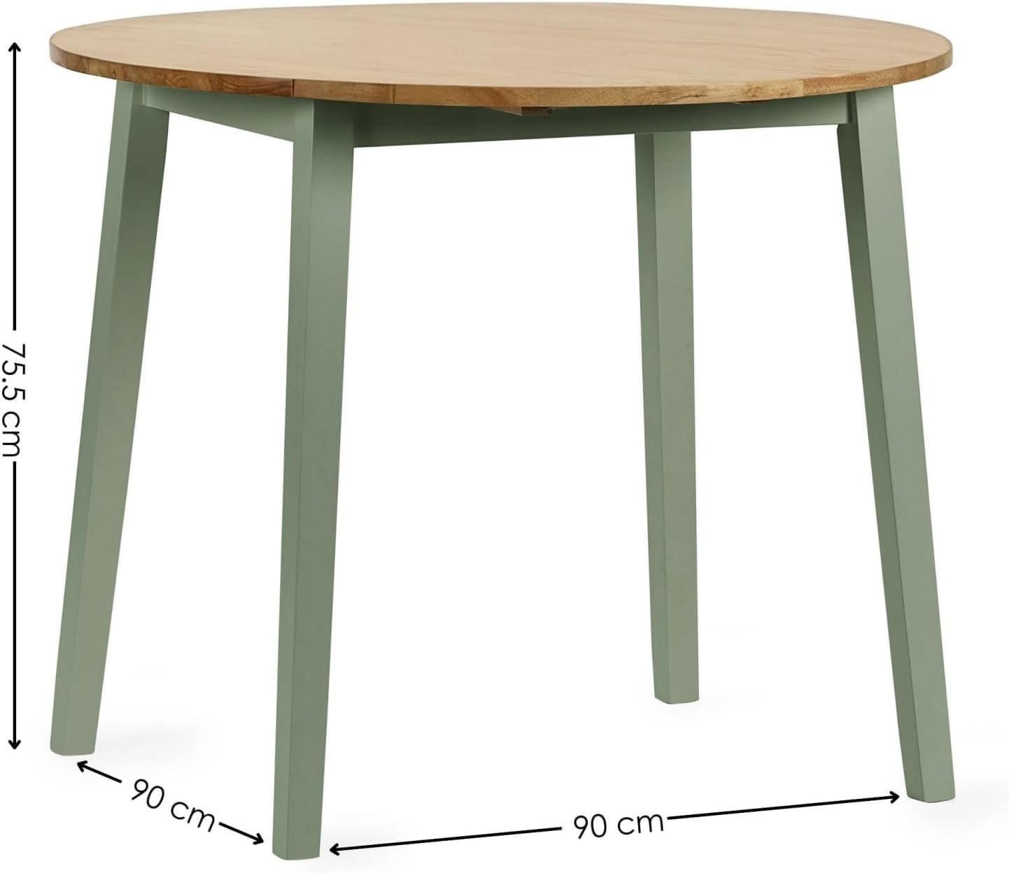 Round Drop Leaf Wooden Dining Table Space Saving Natural Finish
