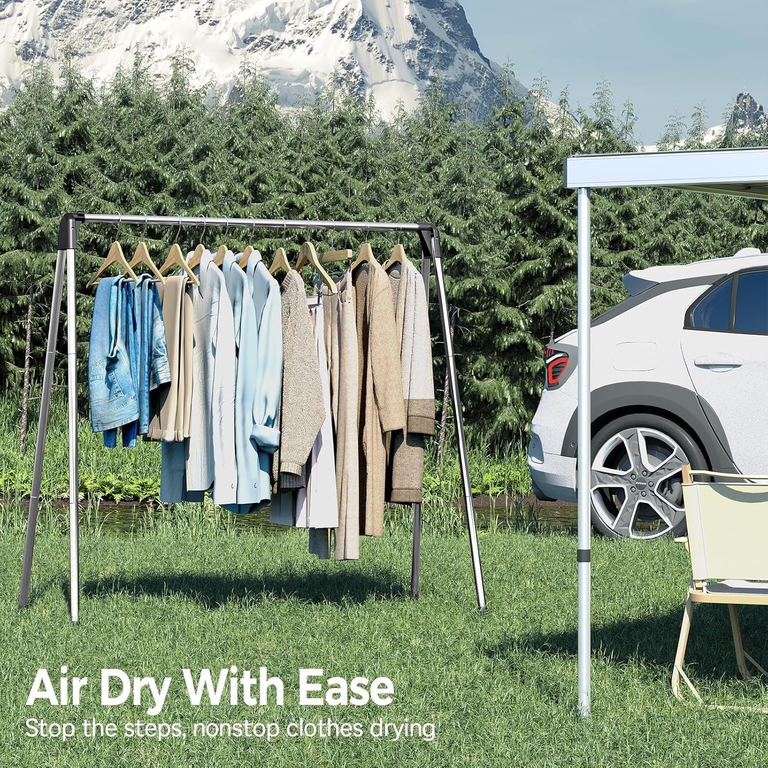 Foldable Stainless Steel Clothes Drying Rack Airer – 121cm