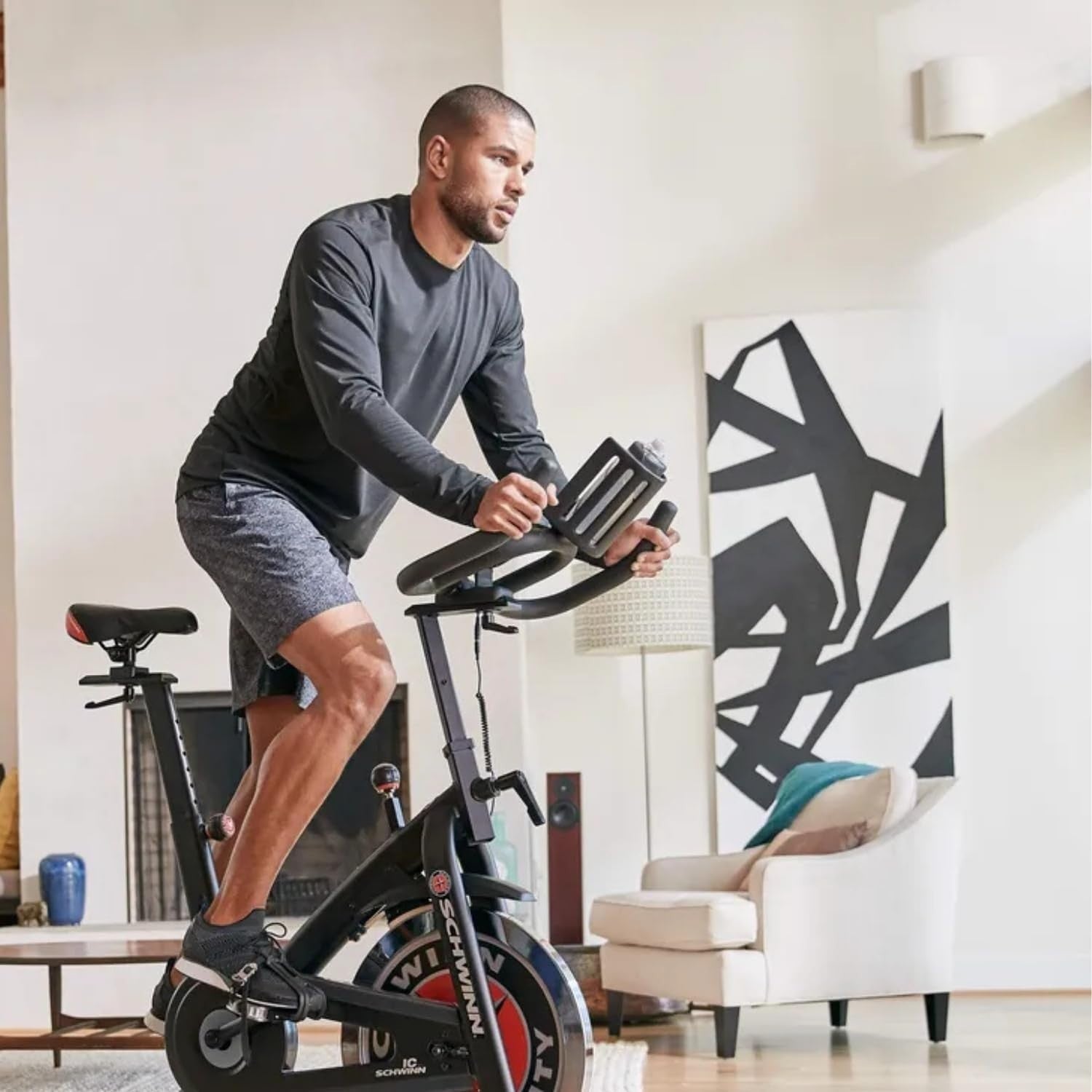 Indoor Cycling Bike 18kg Flywheel Quiet Belt Drive SPD Pedals LCD Trainer