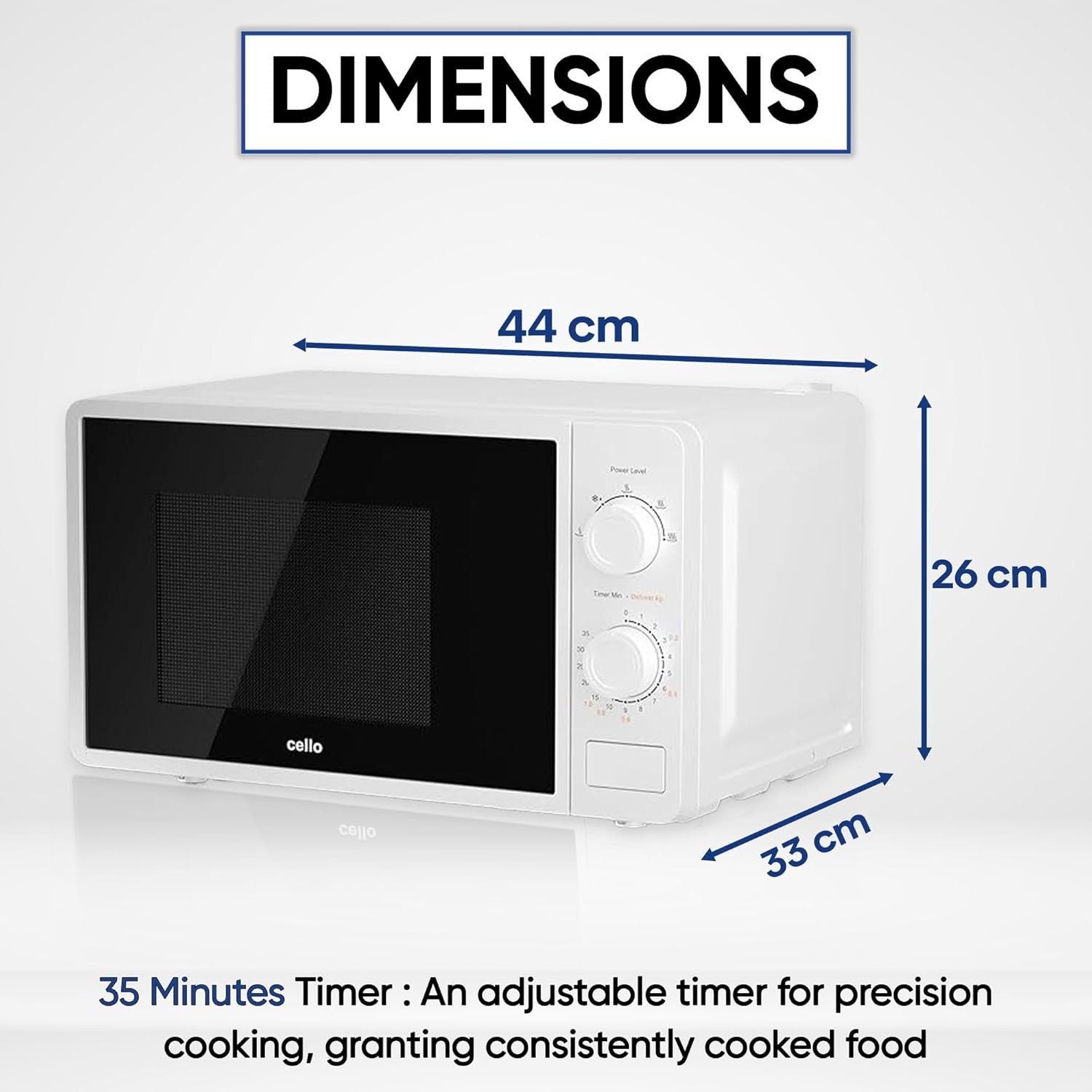 20L 800W Manual Microwave 5 Power Levels Defrost Kitchen