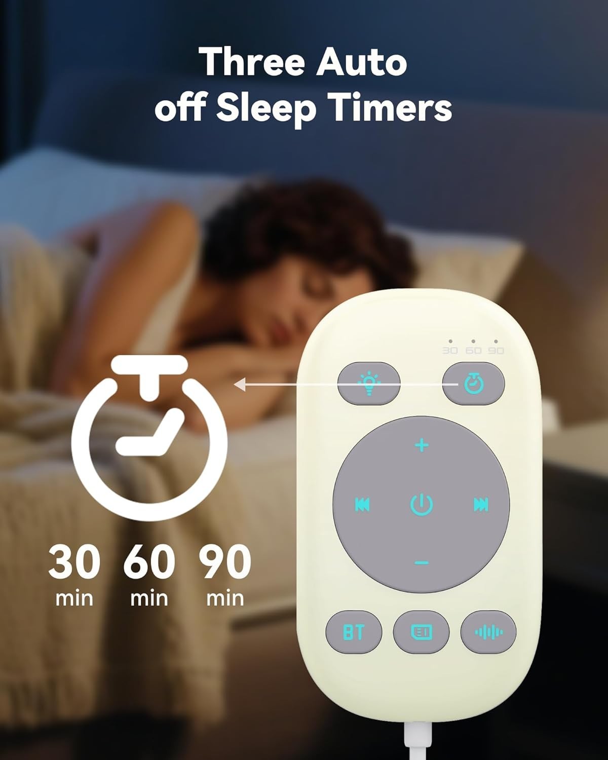 Bone Conduction Pillow Speaker for Sleep, 36 Sounds, Bluetooth & Timer