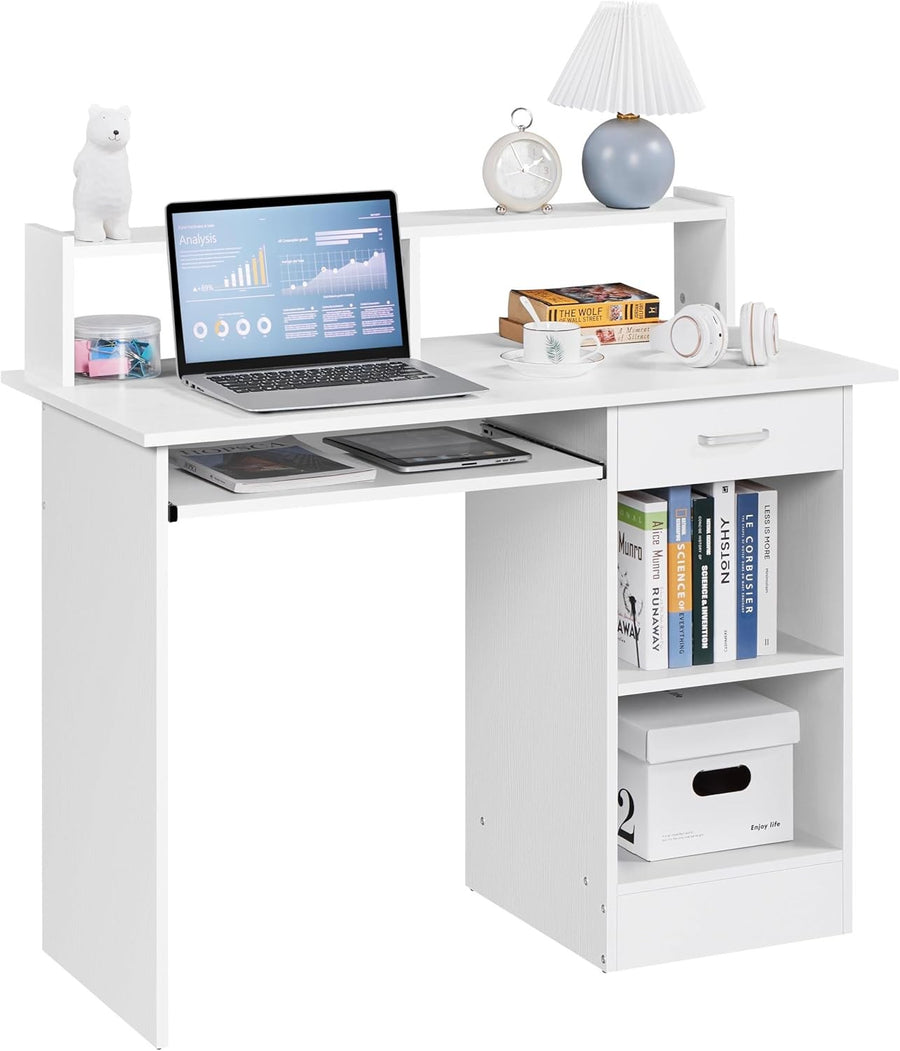 Computer Desk with Storage Shelves Home Office PC Laptop Study Table White