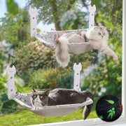 2 Pack Cat Window Bed Foldable Hammock w Glow Reversible Mat