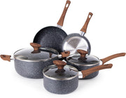 8pcs Marble Non Stick Cookware Set with Lids – Induction & Gas Safe Pots