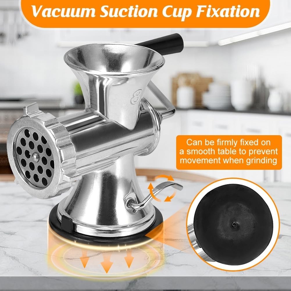Manual Meat Grinder Sausage Stuffer Aluminium Hand Mincer Silver
