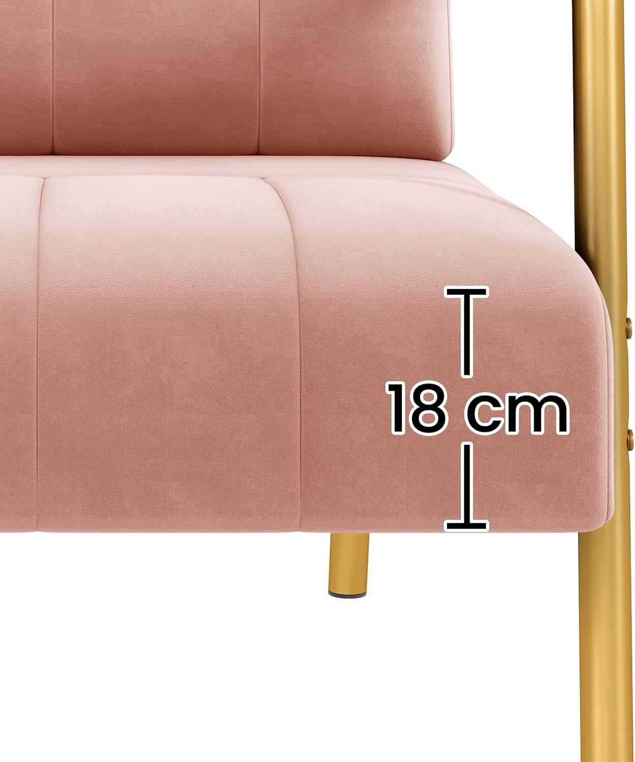 Velvet Accent Tub Chair Gold Legs Armchair w/ Cushion Pink