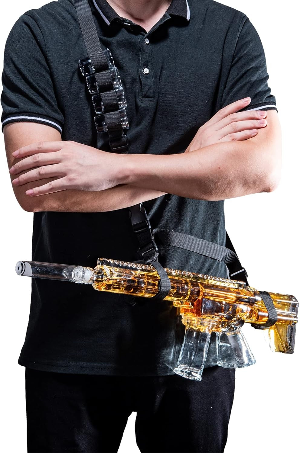 AR15 Style Whiskey Decanter Holster Set with Shot Glasses Party Gift